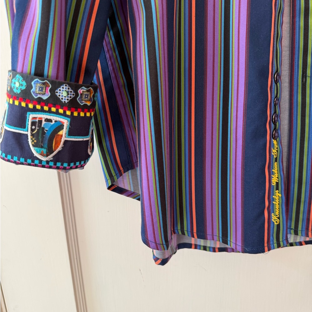 Men's Multi-Stripe Long-Sleeve Shirt - Purple/Blue - Picture 3 of 6